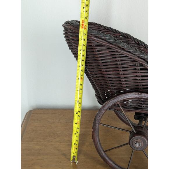 Vintage Wooden & Metal Miniature Doll Tricycle Rickshaw Wicker Seat 12" x 22" - Picture 14 of 16